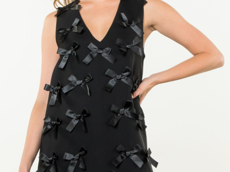 Brina Little Black Bow Dress For Cheap