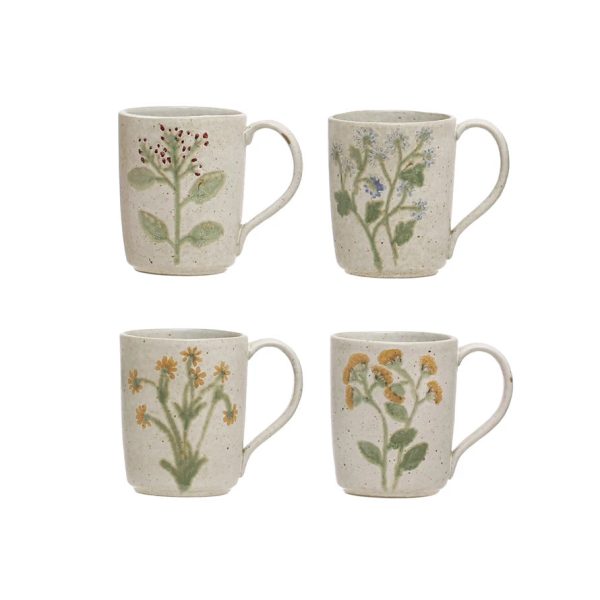 Yuki 12 oz. Hand-Painted Botanical Stoneware Mug Sale