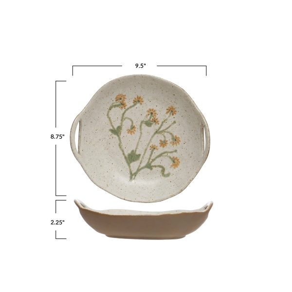 Yuki Hand Painted Botanical Serving Bowl For Discount