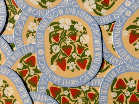 Strawberry Abundance Quote Vinyl Sticker Hot on Sale