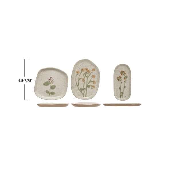 Yuki Hand Painted Botanical Organic Shape Plates For Discount