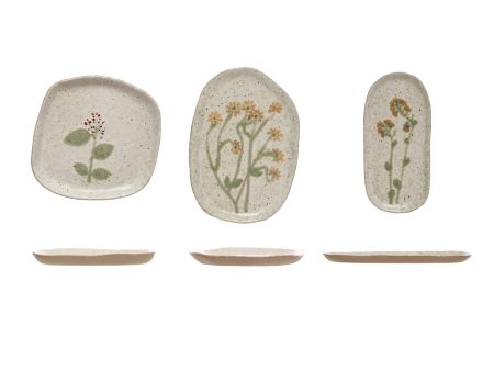 Yuki Hand Painted Botanical Organic Shape Plates For Discount