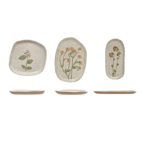 Yuki Hand Painted Botanical Organic Shape Plates For Discount