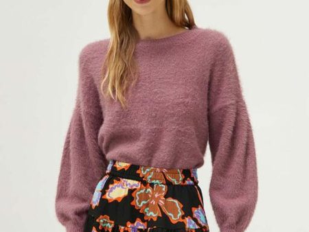 Viviette Fuzzy Balloon Sleeve Sweater Discount