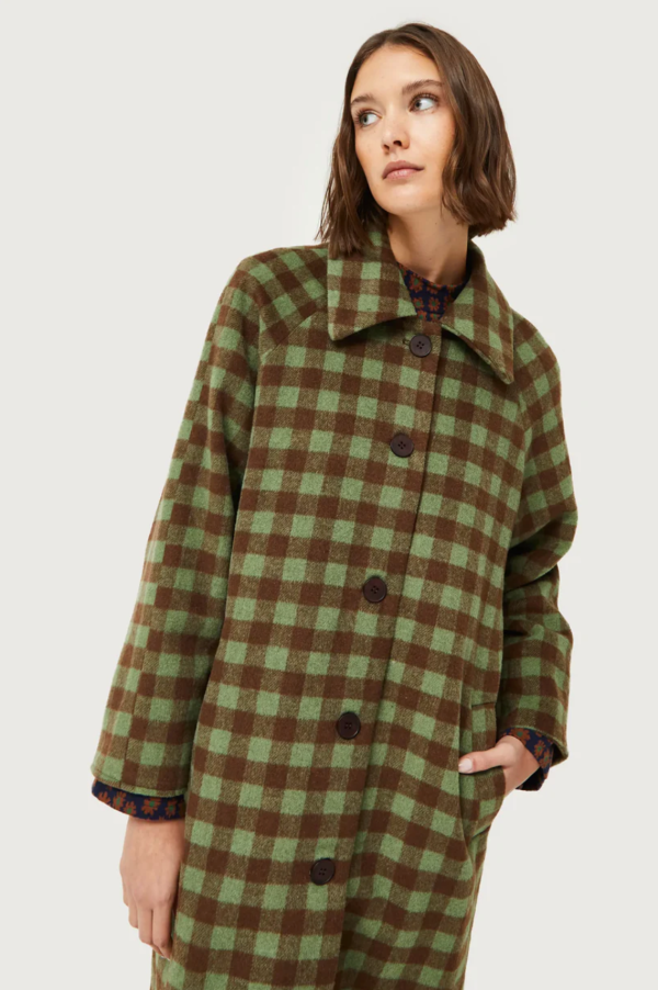 Green and Brown Plaid Coat Discount