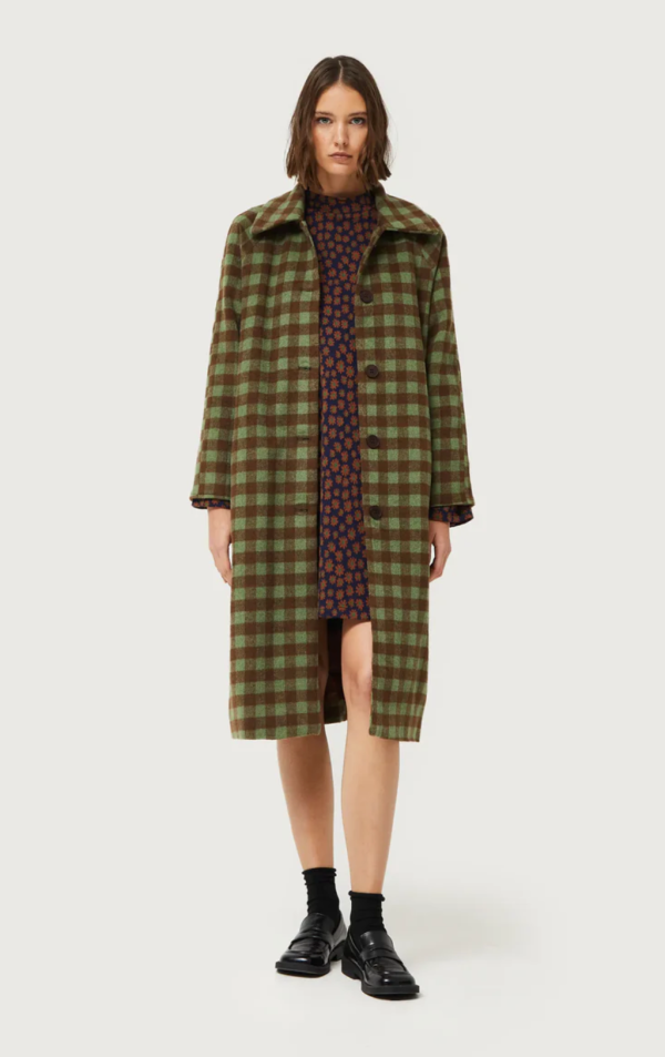 Green and Brown Plaid Coat Discount